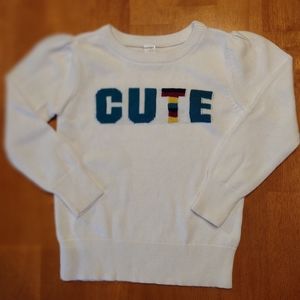 NWOT Old Navy white l/s Cute sweater top little girl 5T